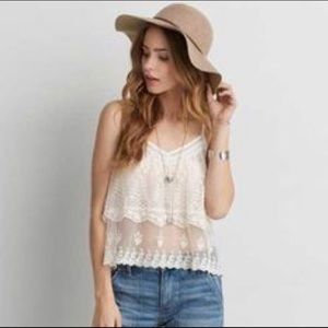 AEO Festival Embroidered Mesh Cami
